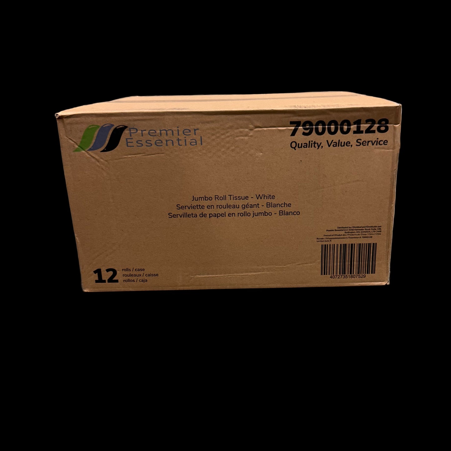 Premier Essential Jumbo Roll Tissues 2Ply 1000'- 12 Rolls/Case