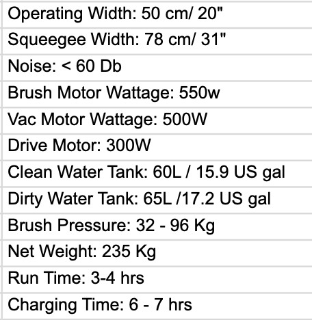Cannon SJ530BT Battery 20" Autoscrubber with Traction Drive with Charger, Pad Holder and Brush