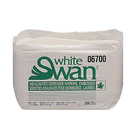 White Swan® Premium 1-Ply Meal Mates® Dispenser Napkin - 11.9" x 13" White