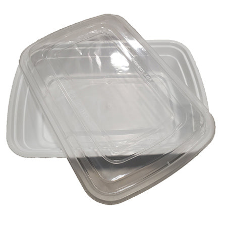 T-32W Microwaveable Rectangular Container & Lid - 32 Oz. White
