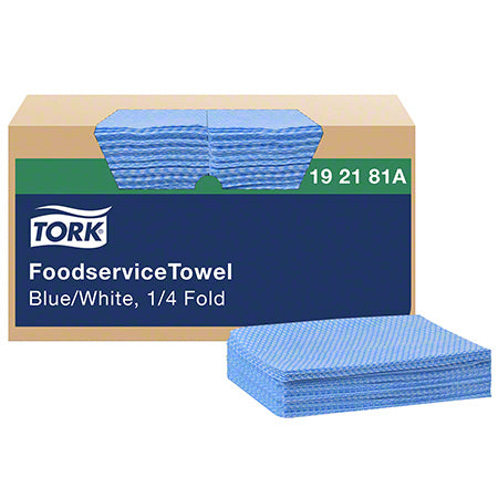 ork® 1/4 Fold Foodservice Cleaning Towel - 13" x 21" Blue/White