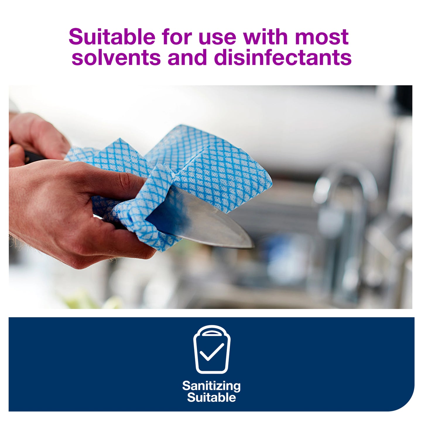 ork® 1/4 Fold Foodservice Cleaning Towel - 13" x 21" Blue/White
