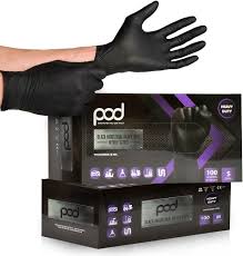 POD Nitrile Gloves 8 Mil Black - Large