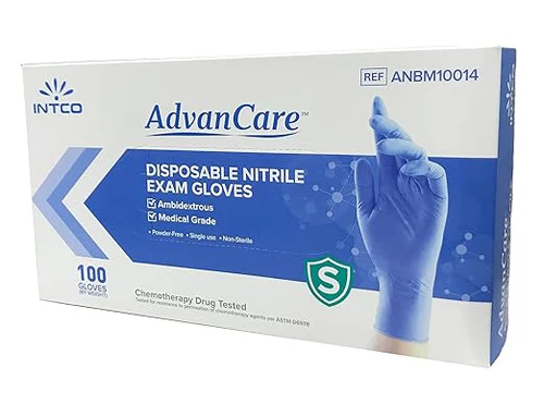 INTCO AdvanCare Exam Grade Nitrile Gloves Blue Small