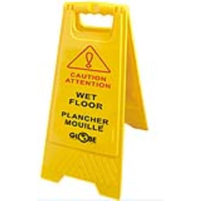 Globe™ Bilingual Wet Floor Sign Yellow English and French