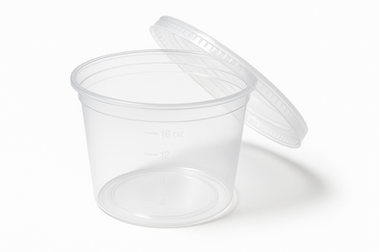 16oz Deli/Soup Container with Lid showing transparency and product details