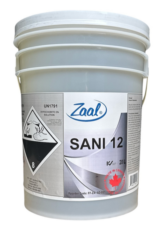 Zaal Sani 12 Warewash Sanitizer 12% 20L