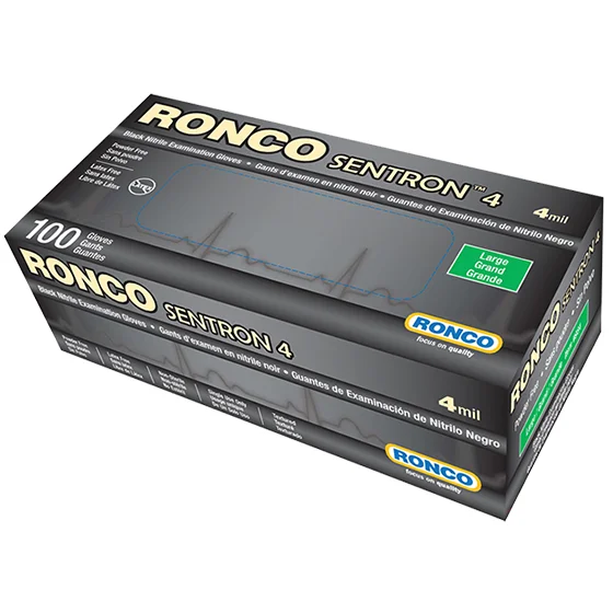 Ronco Sentron™ 4 Black Nitrile Examination Gloves