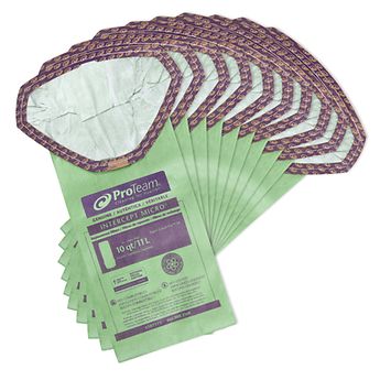 10 QT Intercept Micro Filter Bag Open Collar Fits GoFit 10 and Super Coach Pro 10 Backpack Vacuums (10 Pack)