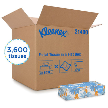 Kleenex Facial Tissue White Flat Box 100