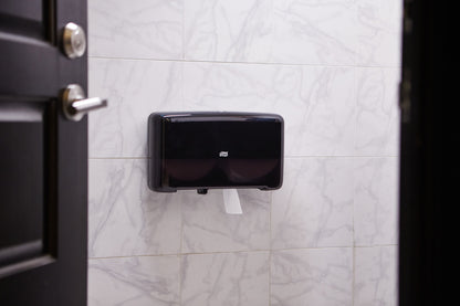 Tork Twin Mini Jumbo Toilet Paper Roll Dispenser Black T2