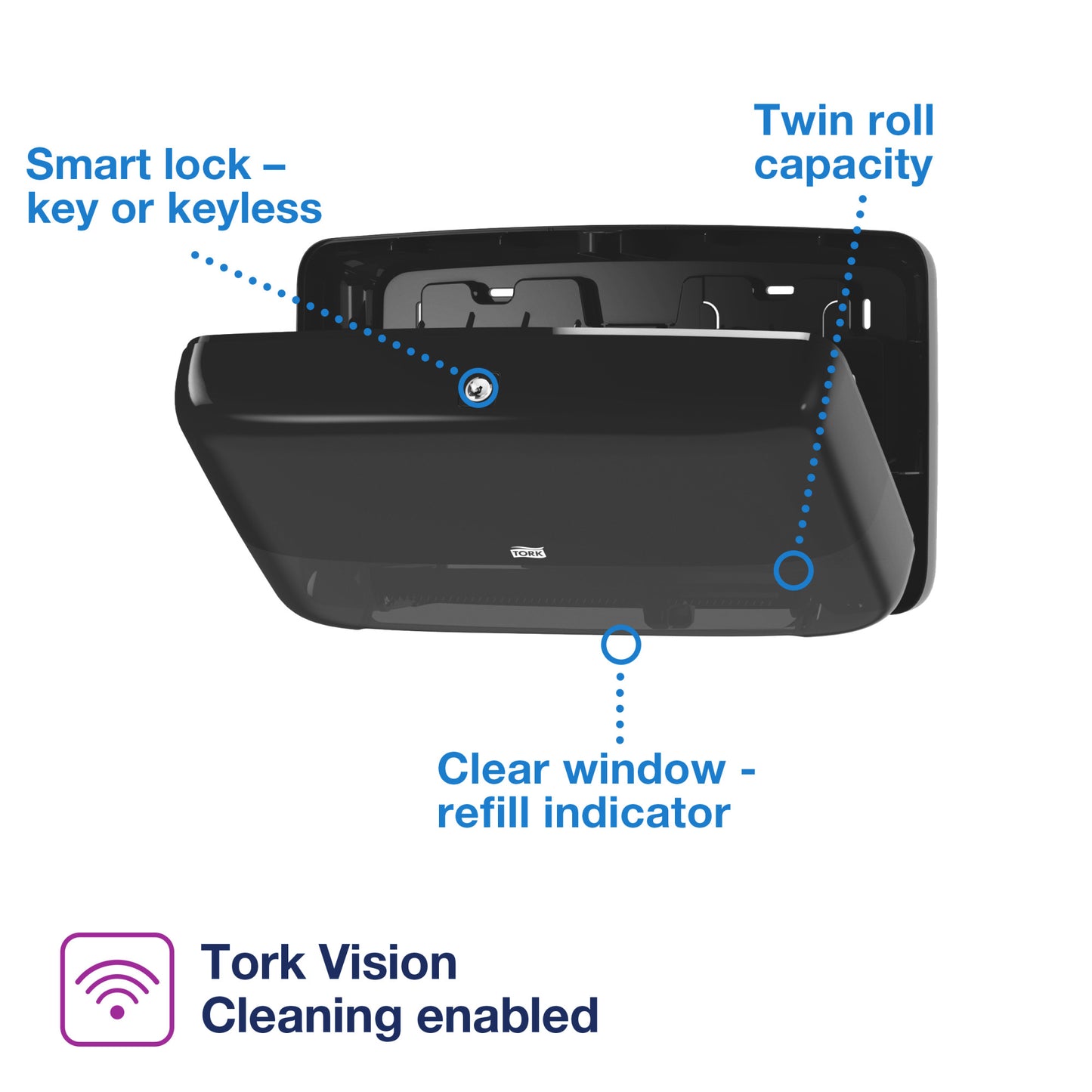 Tork Twin Mini Jumbo Toilet Paper Roll Dispenser Black T2