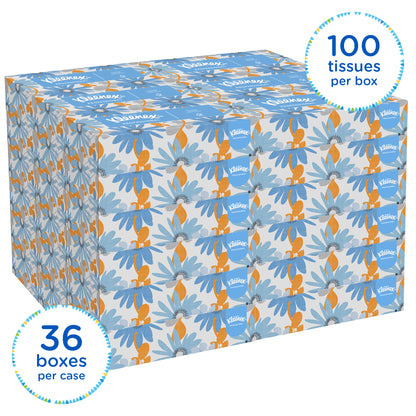 Kleenex Facial Tissue White Flat Box 100